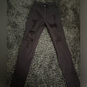 Fashion Nova Black Distressed Skinny Jeans